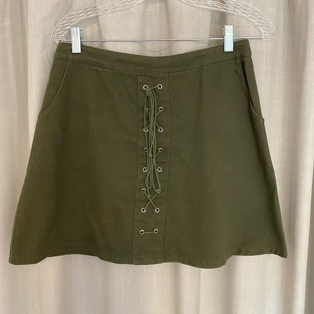 lace up A-line mini skirt